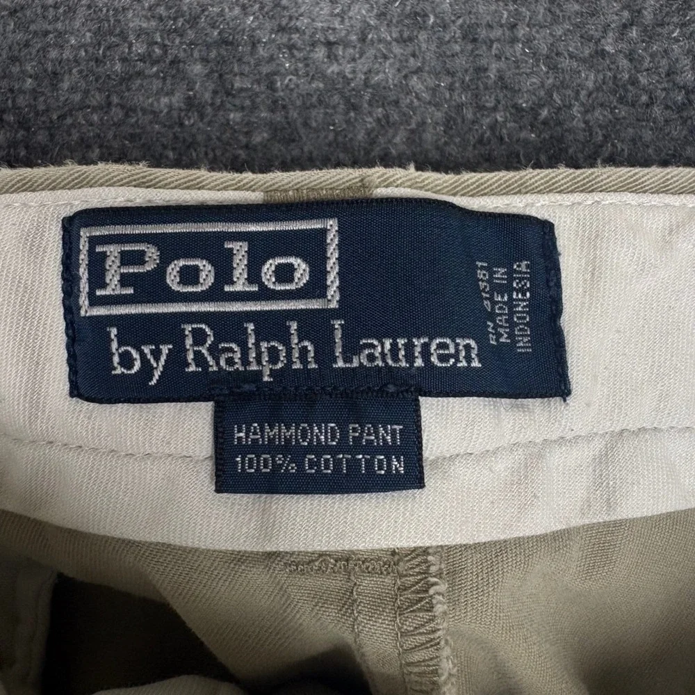 Polo Ralph Lauren Hammond Pant Mens 36x32 Tan Khaki Pleated Cuffed Chinos Cotton